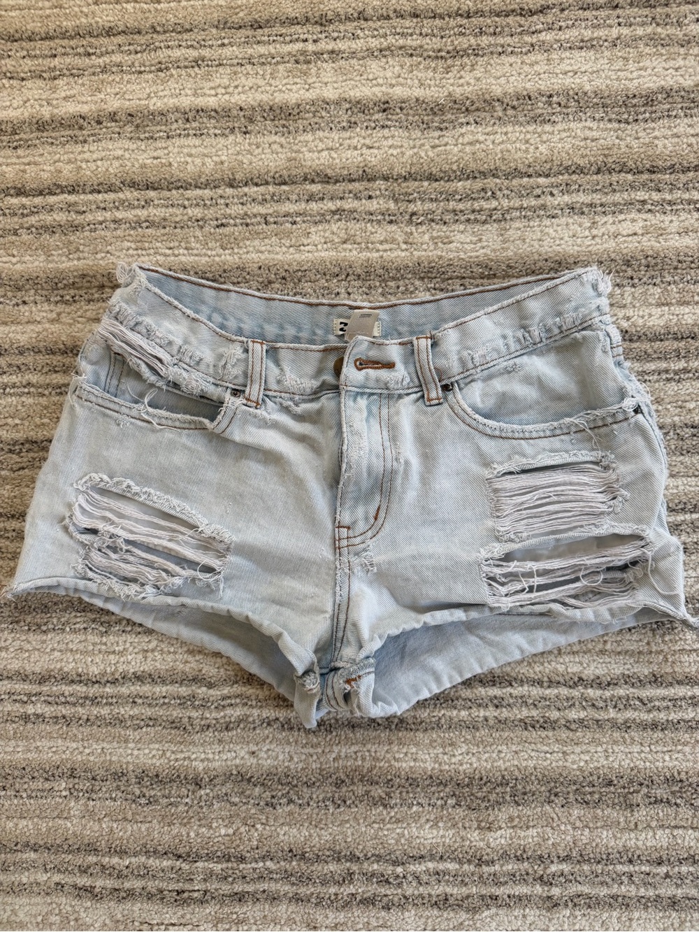 Billabong Light Blue Distressed minuDenim Shorts